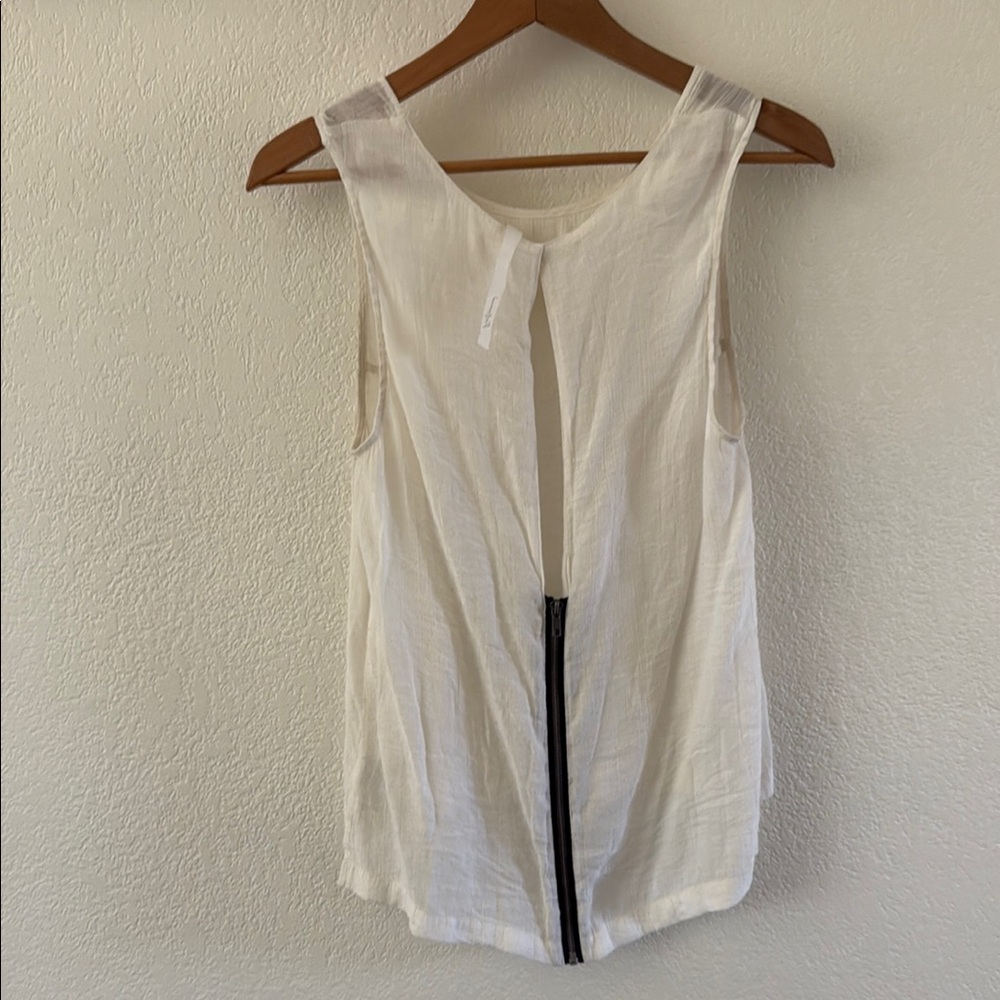 White Sleeveless Top with Black Accent